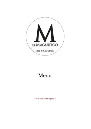 Anglais Menu Cocktail