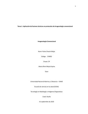Tarea 1 Aplicación De Factores Técnicos En Protocolos De Imagenología Convencional