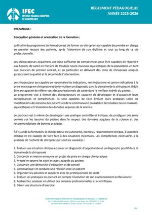 Règlement Pédagogique IFEC 2025 2026