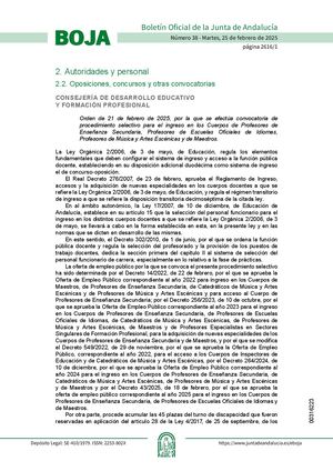 Orden21febrero2025convocatoria Proceso Selectivo Profesores2025
