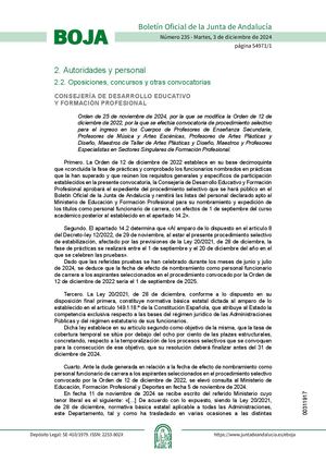 Orden25noviembre2024convocatoria Cuerpo Profesores