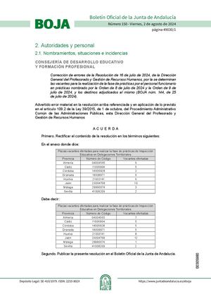 Resolucion6julio2024correccionerrores Vacantes Fase Practicas