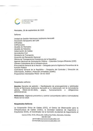 Solicitud frente al Patrimonio Autónomo de Aerocafé