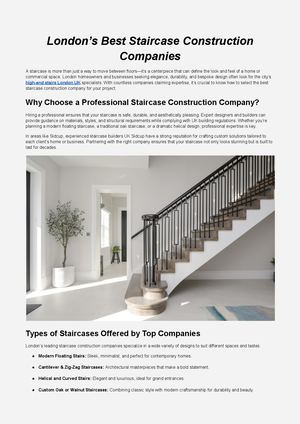 London’s Best Staircase Construction Companies