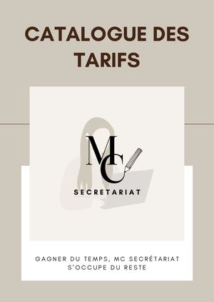 Catalogue Tarifs MC Secrétariat