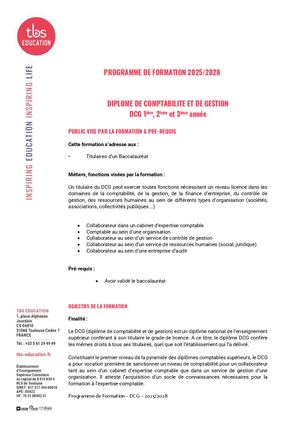 Programme De Formation Dcg 1 2025 2028