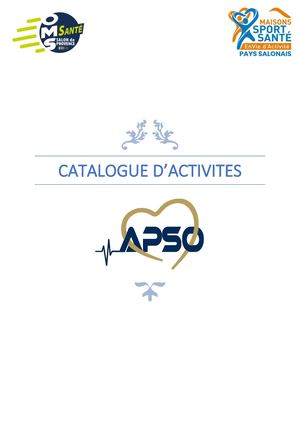 Catalogue D'activité Apso