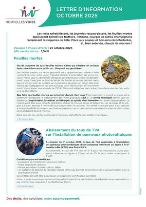 Lettre D'information Nouvelles Voies Octobre 2025