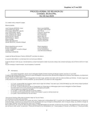 Conseil municipal du 26 mai 2025 - Procès verbal