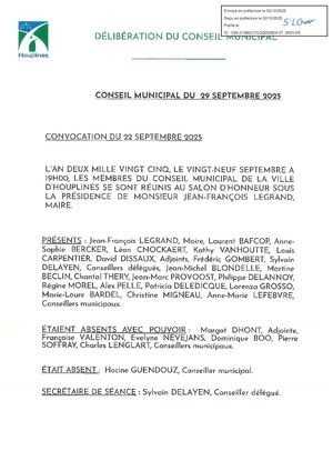 Conseil municipal du 29 septembre 2025 - Délibérations