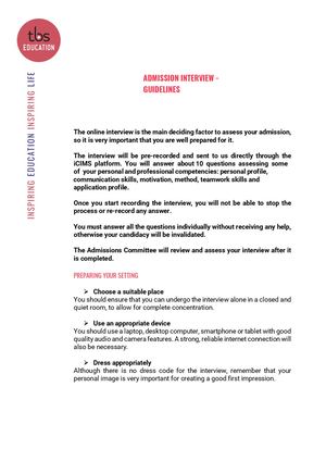TBS Education - Interview Guidelines