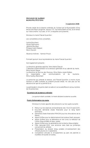 2025-09-02 - Séance ordinaire