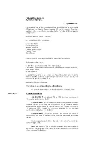 2025 09 23 Séance extraordinaire