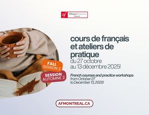 Session Automne 1 - Cours et ateliers offerts du 8 septembre au 20 octobre 2025