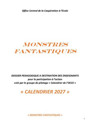 Dossier Pédagogique Calendrier 2027 Monstres Fantastiques