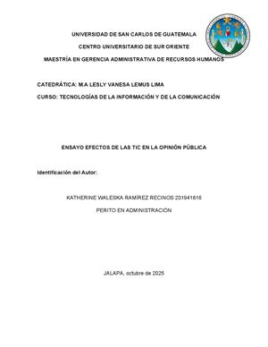 Ensayo Efectos de las TICS en la Opinión Pública