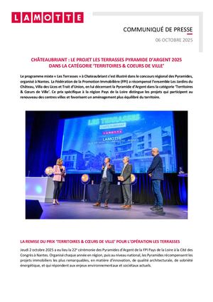 Les Terrasses à Châteabriant, Pyramide d’Argent 2025 dans la catégorie ‘Territoires & Cœurs de Ville’ - 6 octobre 2025