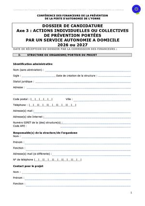 Dossier Candidature AMI Axe 3 .