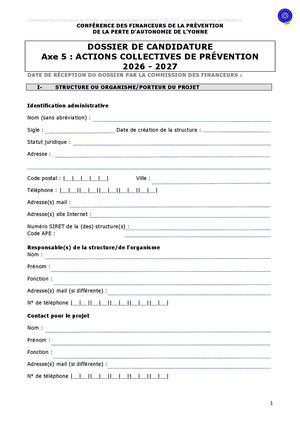 Dossier Candidature AMI AXE 5