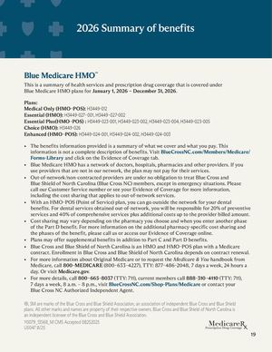 BCBS - HMO Summary of Benefits 2026
