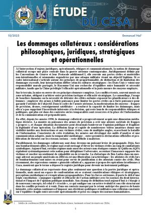 Les dommages collatéraux : considérations philosophiques, juridiques, stratégiques et opérationnelles