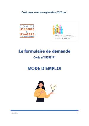 Livret explicatif - Complétude d'une demande MDPH