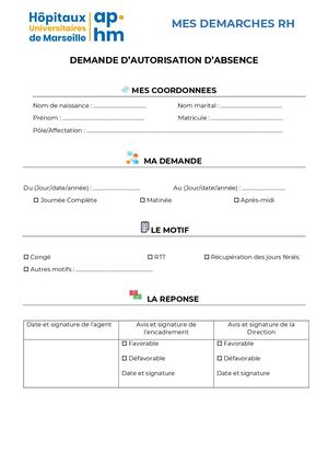 Formulaire Demande Autorisation Absence