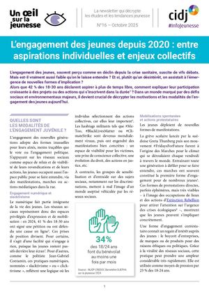 Un Oeil sur la jeunesse : L’engagement des jeunes depuis 2020 : entre aspirations individuelles et enjeux collectifs