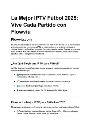 Mejor IPTV Fútbol 2025: Disfruta Todos los Partidos en Directo con Flowviu