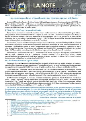 LA NOTE DU CESA N°609