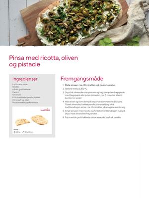 Pinsa med ricotta, oliven og pistacie