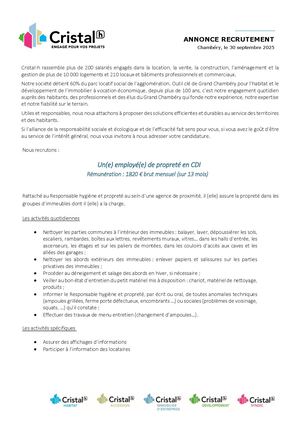 Annonce Employé De Propreté
