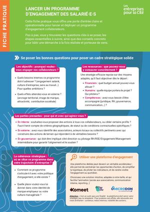 ©2025 LesentreprisespourlaCité. Fiche Pratique - Lancer Un Programme D’engagement Des Salarié Es