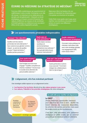 ©2025 LesentreprisespourlaCité. Fiche Pratique - Écrire Ou Réécrire Sa Stratégie De Mécénat