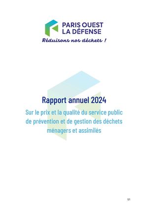 Rapport 2024 sur la qualité et le prix du service gestion des Dechets