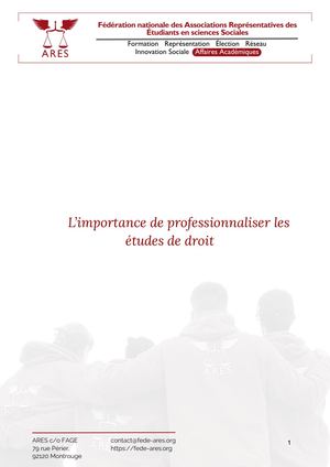 Contribution l'importance de Professionnaliser les études de Droit