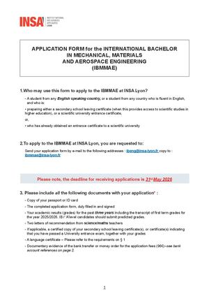 International Bachelor - Application Form 2025 2026
