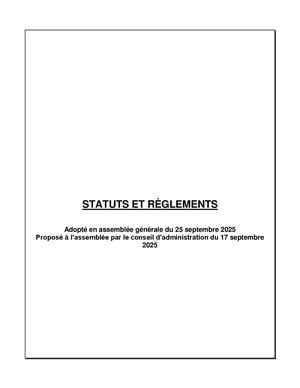 Statuts Règlements (Version 2025)