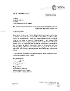 Carta de representante profesoral