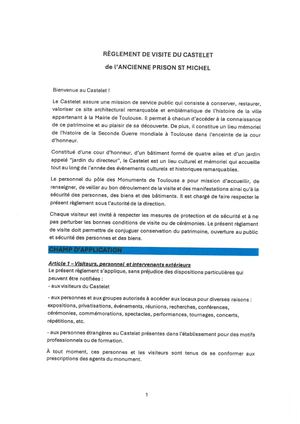 Règlement de visite - Castelet x Monuments de Toulouse