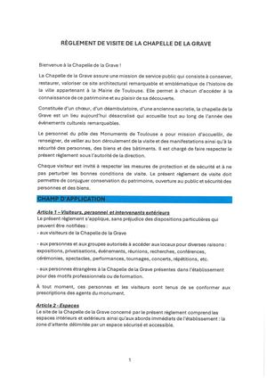 Règlement de visite - Chapelle de La Grave x Monuments de Toulouse