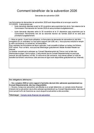 Comment bénéficier de la subvention
