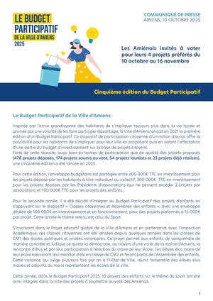 Budget Participatif 2025 - Ouverture des votes