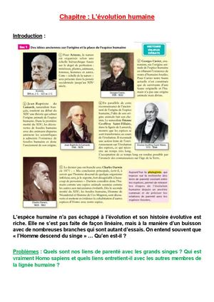 Chapitre Evolution Humaine 2025