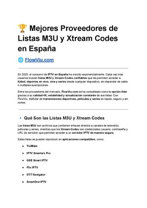 Mejores Proveedores de listas M3U y Xtream en España