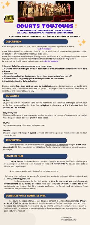 Règlement Concours Cortos 2026