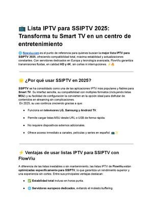 Lista Iptv Para Ssiptv 2025 Transforma Tu Smart Tv En Un Centro De Entretenimiento