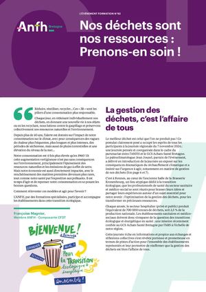 ANFH Bretagne - Evènement formation n°92 - Nos déchets sont nos ressources : Prenons-en soin !