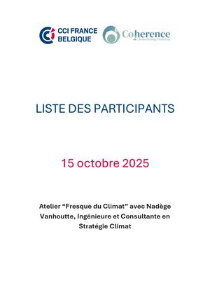 Liste Des Participants - Atelier Fresque du Climat