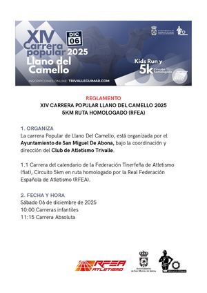 Reglamento Xiv Carrera Popular Llano Del Camello 2025 5km Ruta Homologado (Rfea)